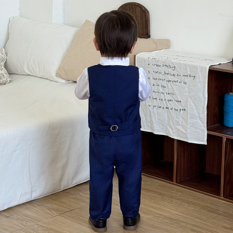 Boys Formal Suit Set with Bow Tie and Corsage
