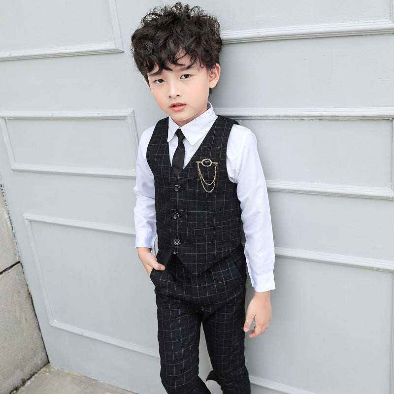 Boys Plaid Vest Two-Piece