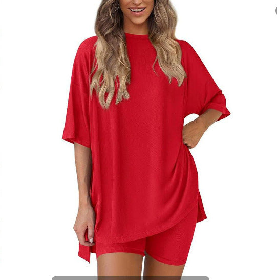 Womens Casual Short Sleeve Shorts Set