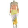 Elegant Printed Splicing High Neck Sleeveless Dress