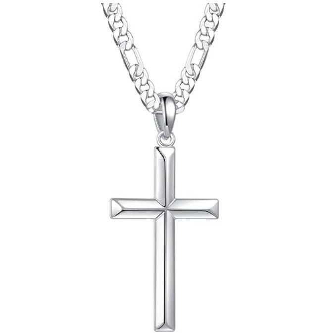 Stainless Steel Cross Pendant Cuban Chain Necklace