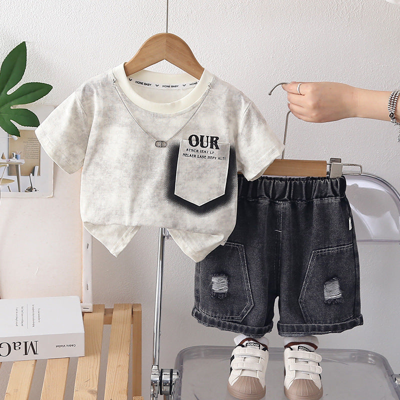 Boys Letter Print Cotton Shorts