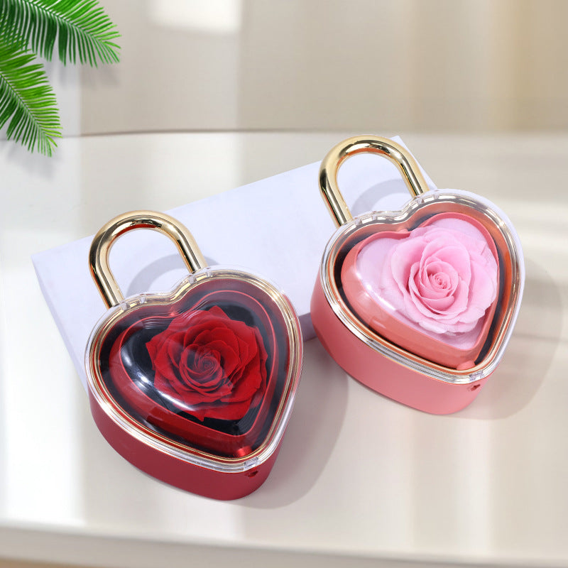 Heart Shape Flip Rose Jewelry Box Gift Set