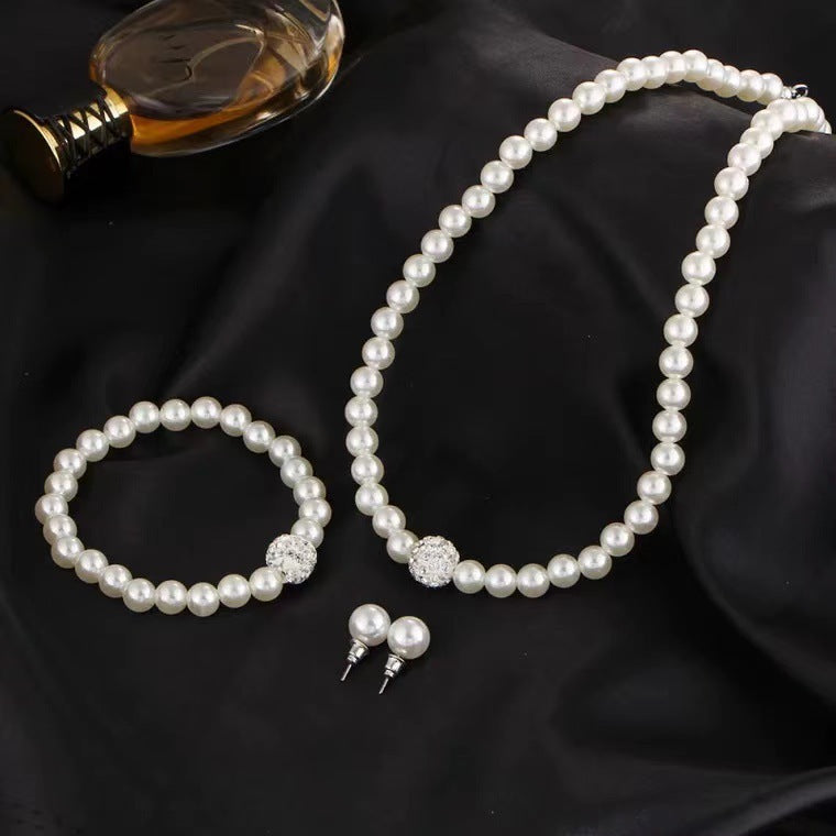 Pearl imitation three-piece set