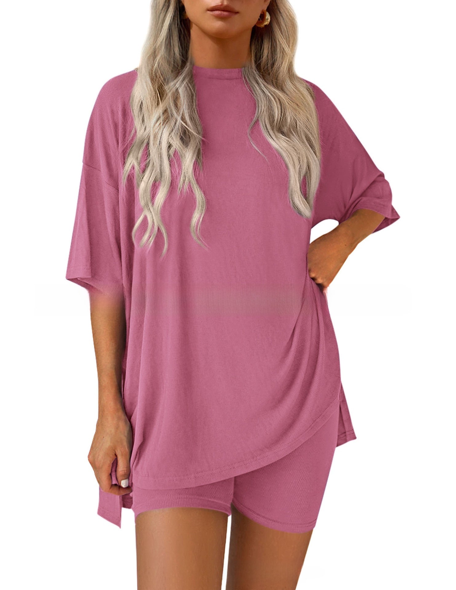 Womens Casual Short Sleeve Shorts Set