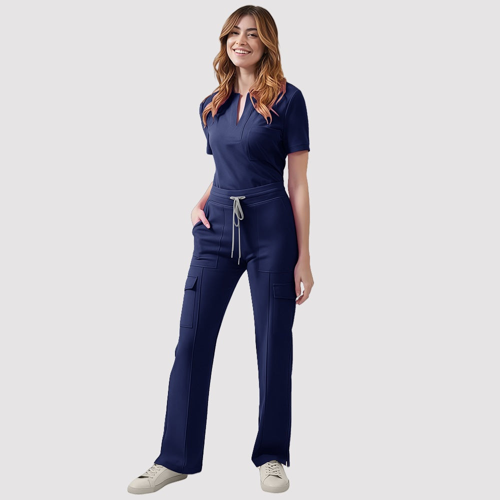 Women's V-Neck Scrub Top and Pants Set for Medical Workwear