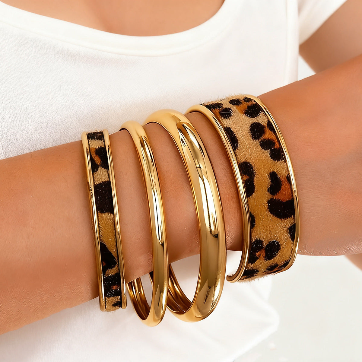 Geometric Stacking Bracelets Set for Women
