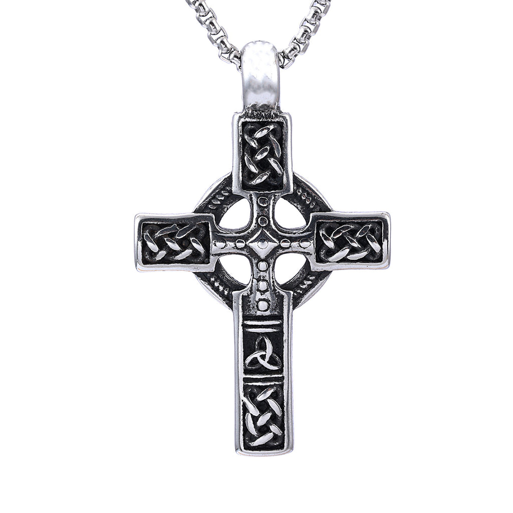 Stainless Steel Cross Pendant Viking Necklace