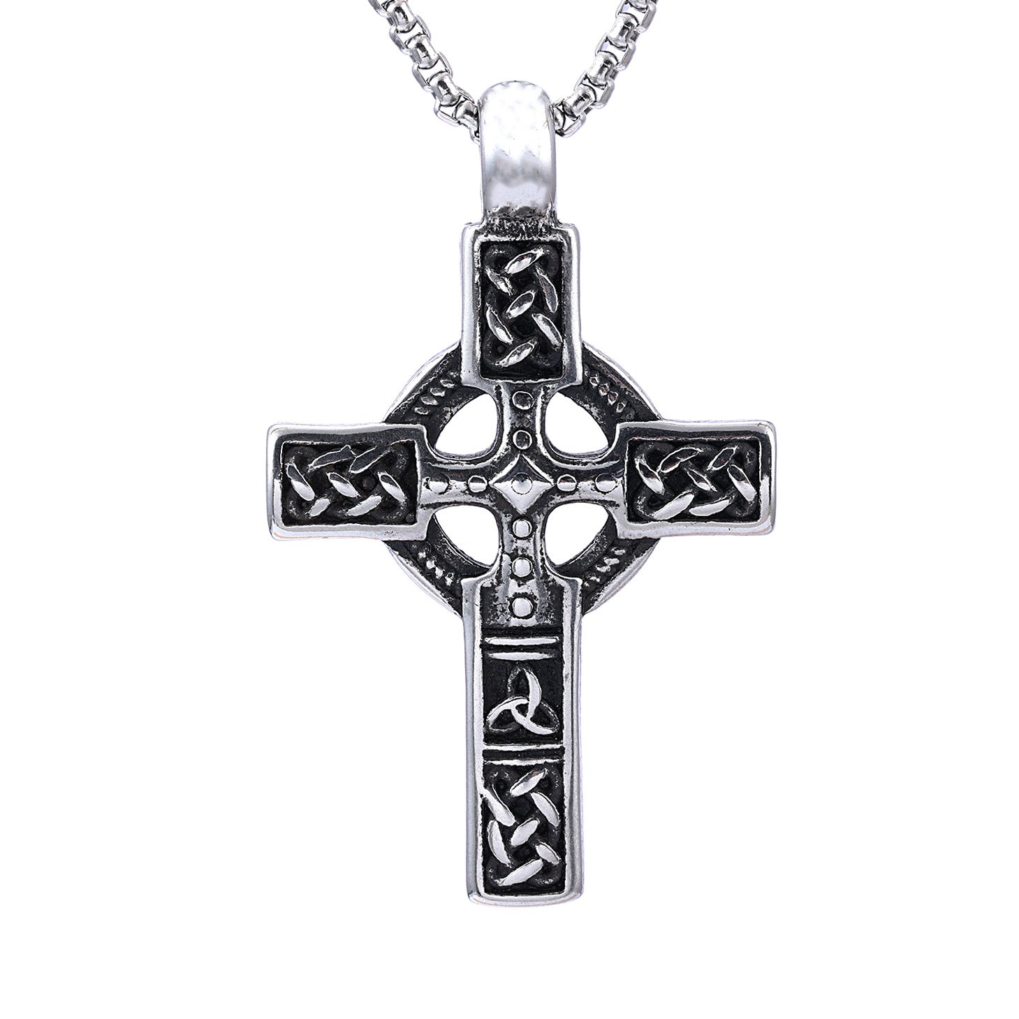 Stainless Steel Cross Pendant Viking Necklace