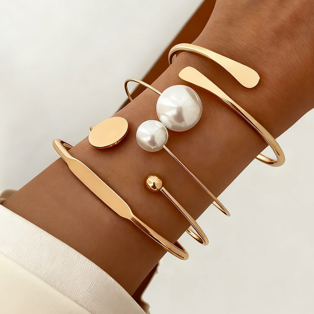 Geometric Stacking Bracelets Set for Women