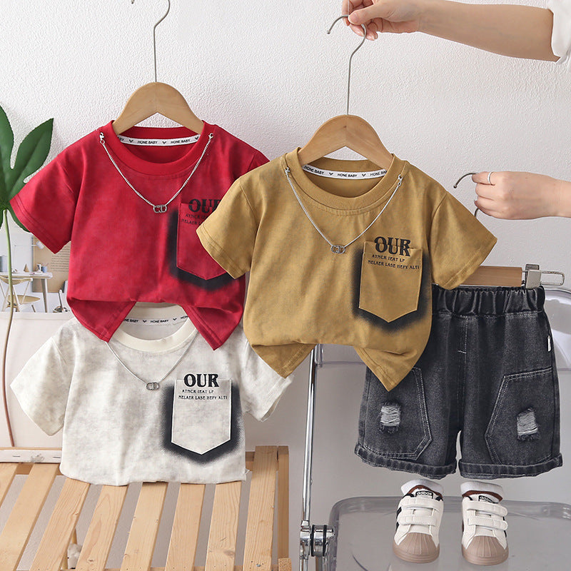 Boys Letter Print Cotton Shorts