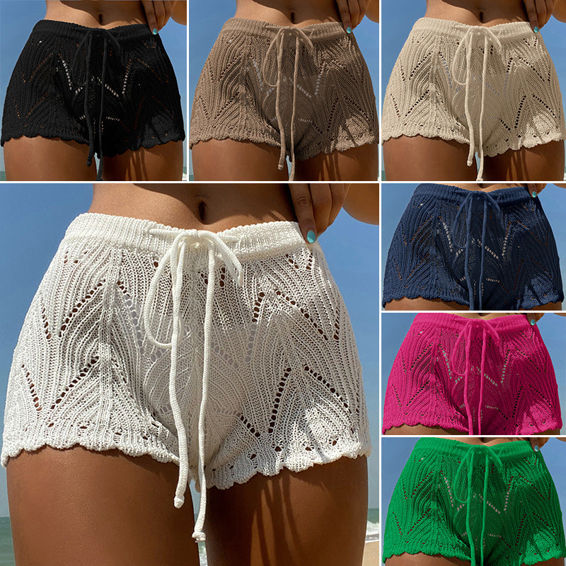 Womens Strappy Knitted Beach Swim Trunks