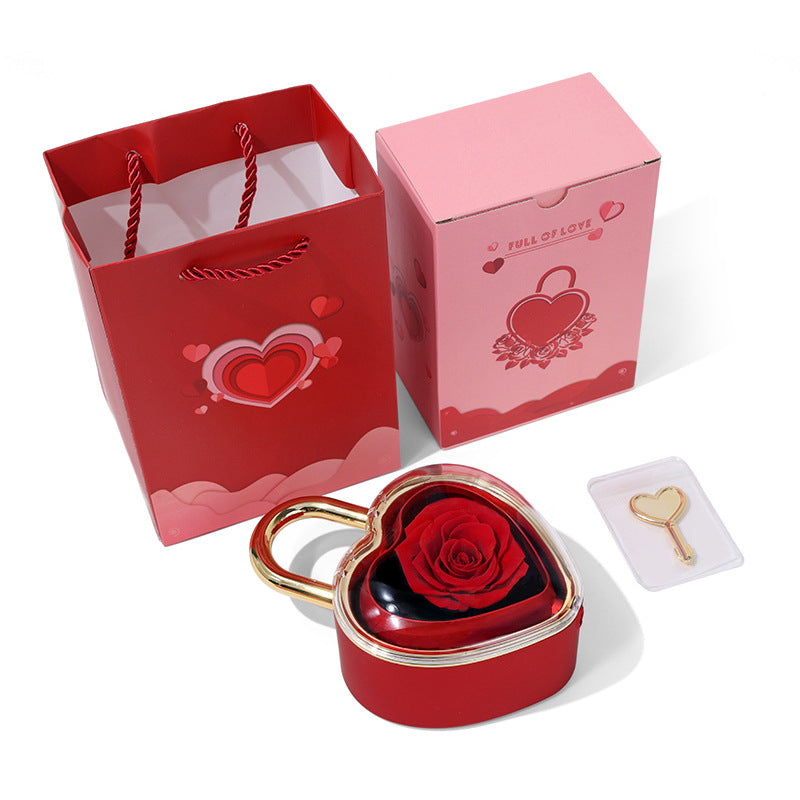 Heart Shape Flip Rose Jewelry Box Gift Set