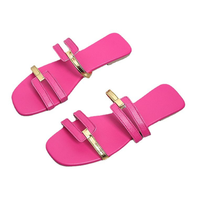 Womens Flat Sole Slip On Slippers