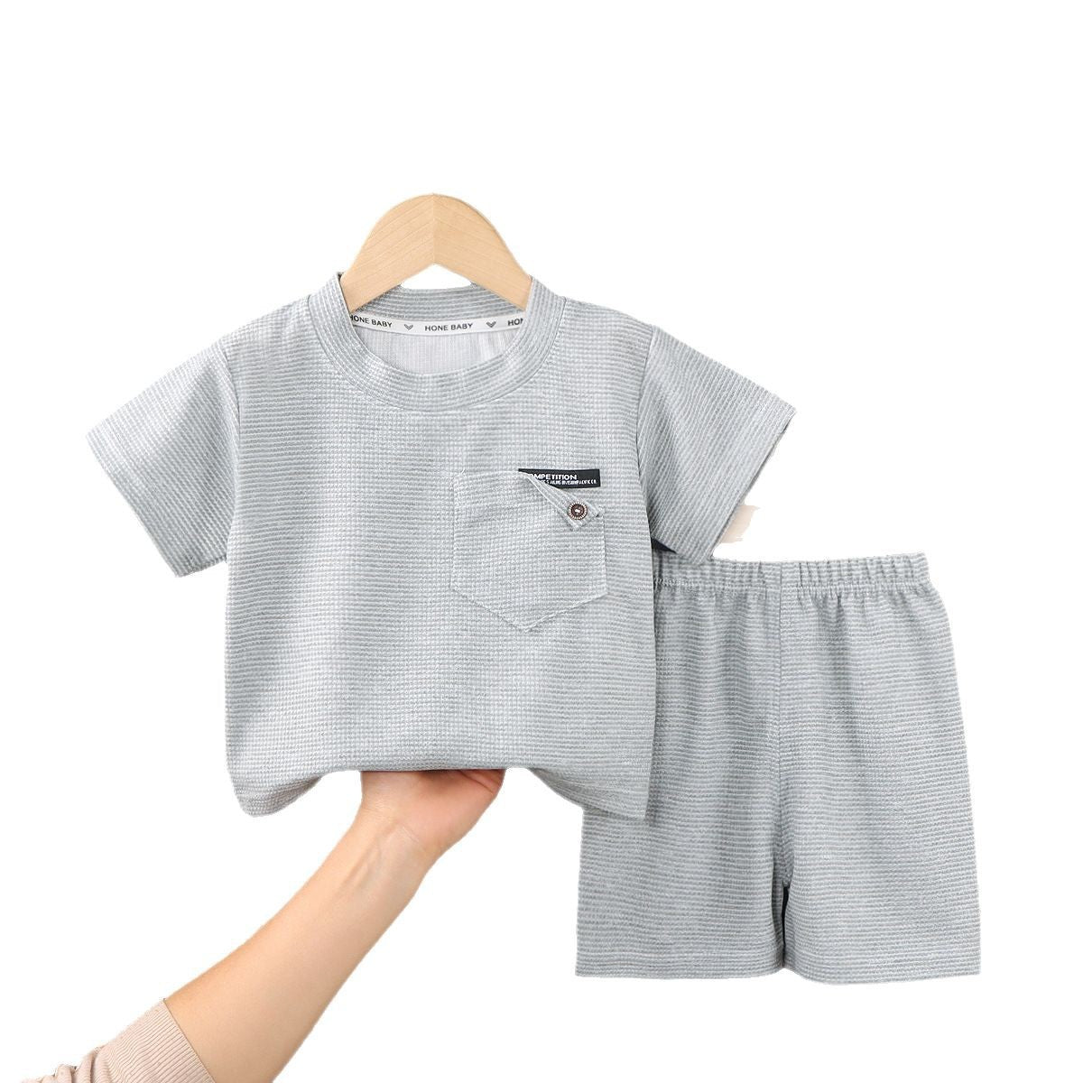 Childrens Waffle Short Sleeve Two Piece