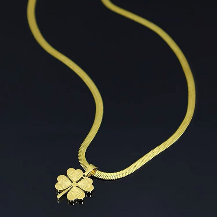 Titanium Steel Double-Sided Four-Leaf Clover Necklace