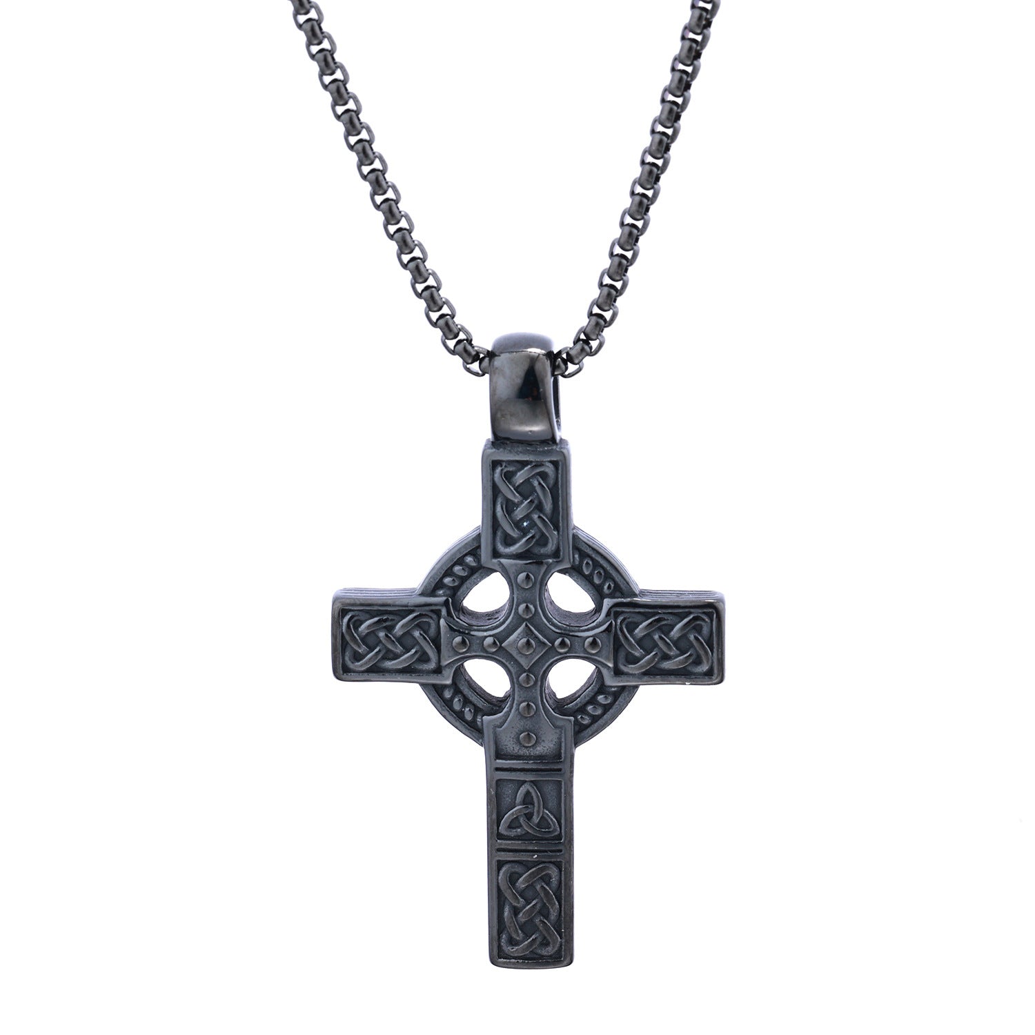 Stainless Steel Cross Pendant Viking Necklace