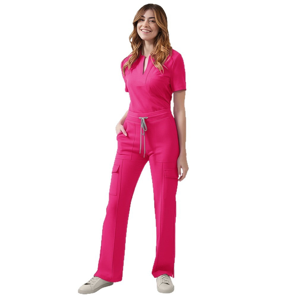Women's V-Neck Scrub Top and Pants Set for Medical Workwear