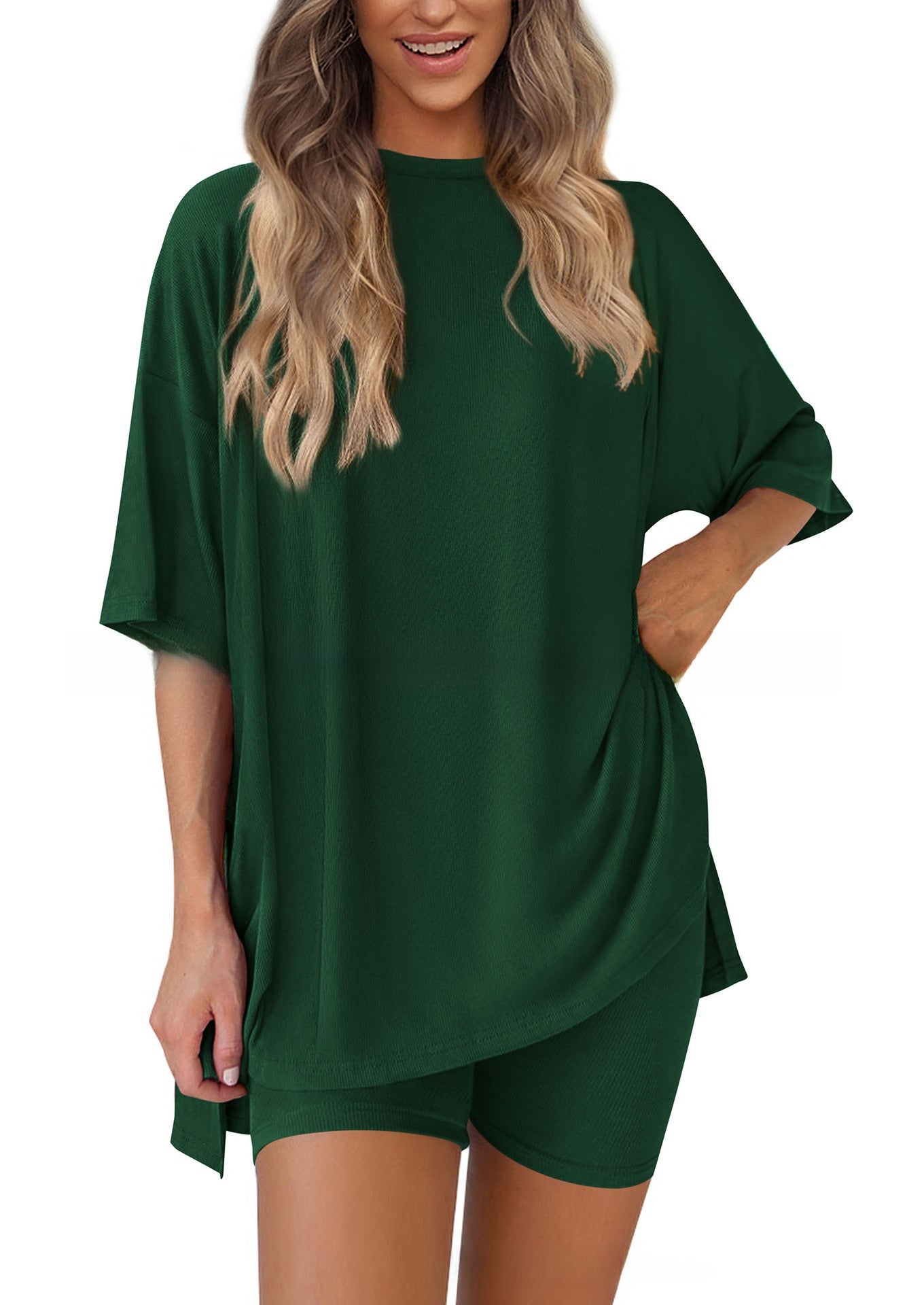 Womens Casual Short Sleeve Shorts Set