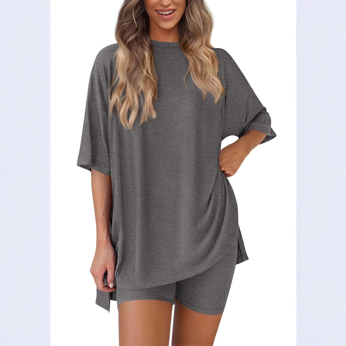 Womens Casual Short Sleeve Shorts Set