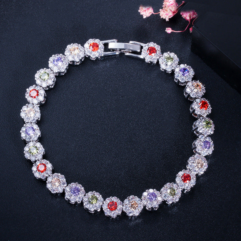Elegant Zircon Electroplated Platinum Bracelet