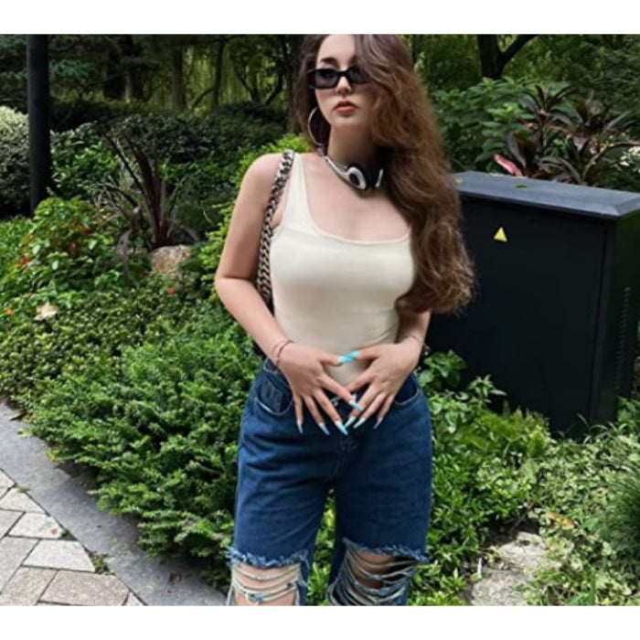 Womens U-Neck Sleeveless Jumpsuit