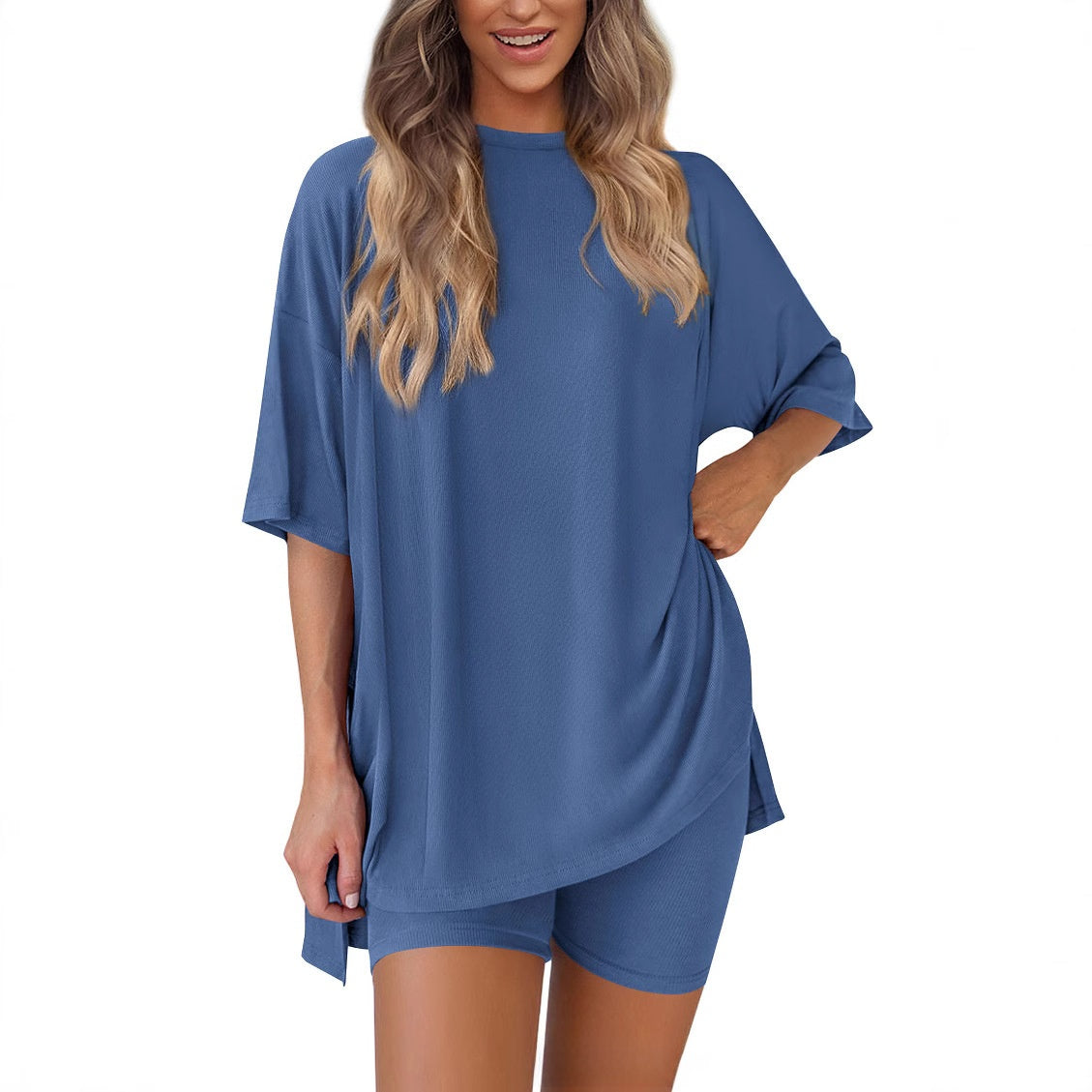Womens Casual Short Sleeve Shorts Set