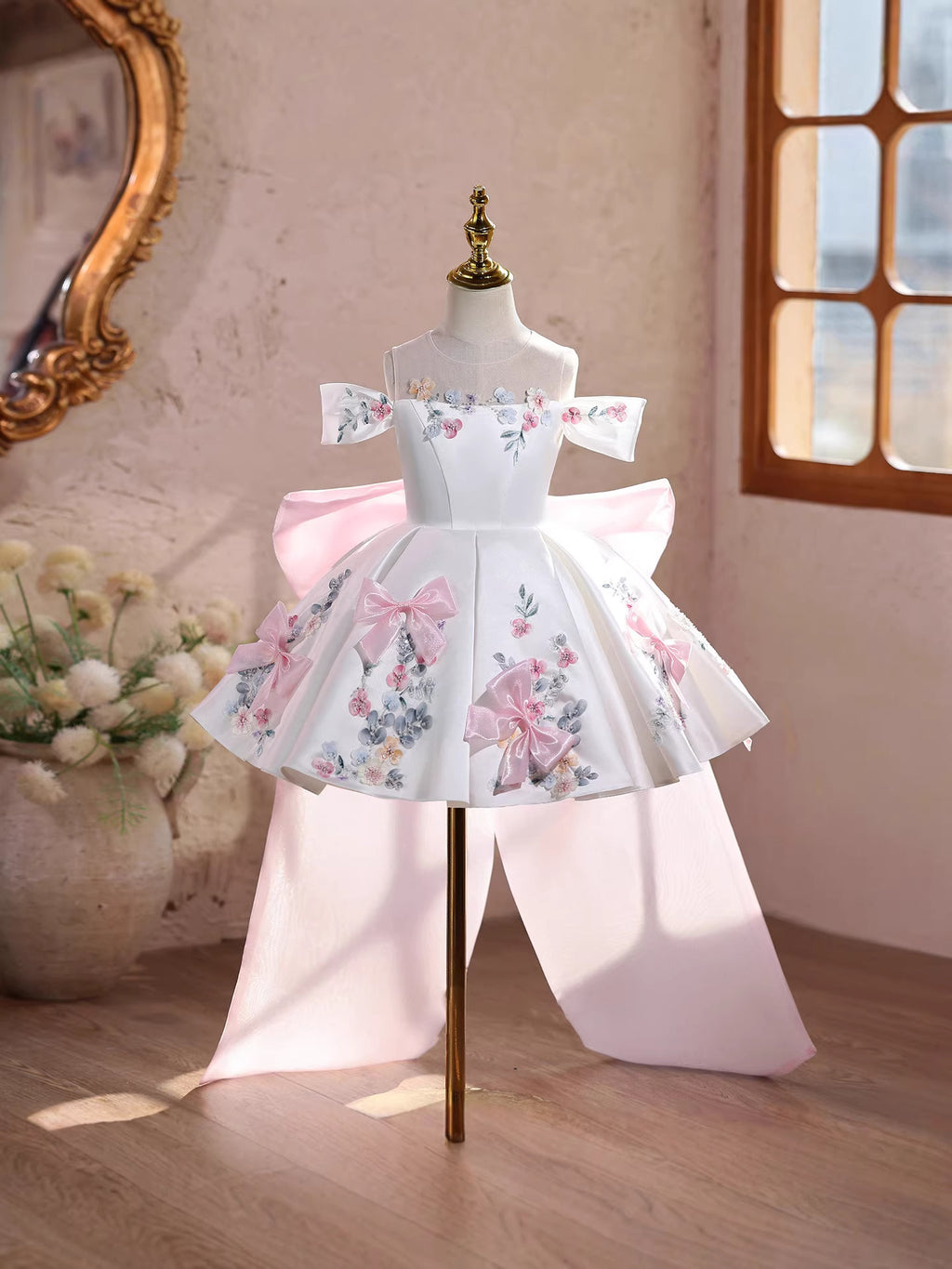 Girls One-Shoulder Tulle Princess Dress