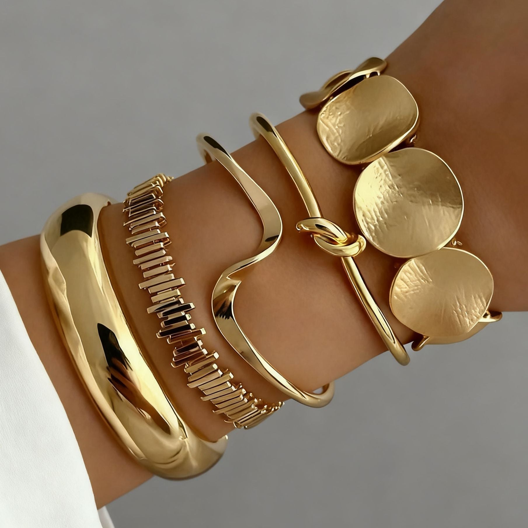 Geometric Stacking Bracelets Set for Women