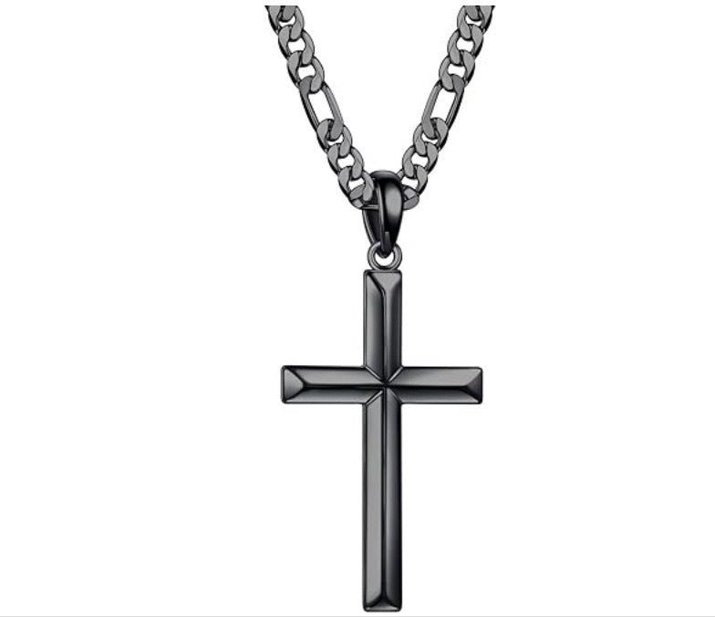 Stainless Steel Cross Pendant Cuban Chain Necklace