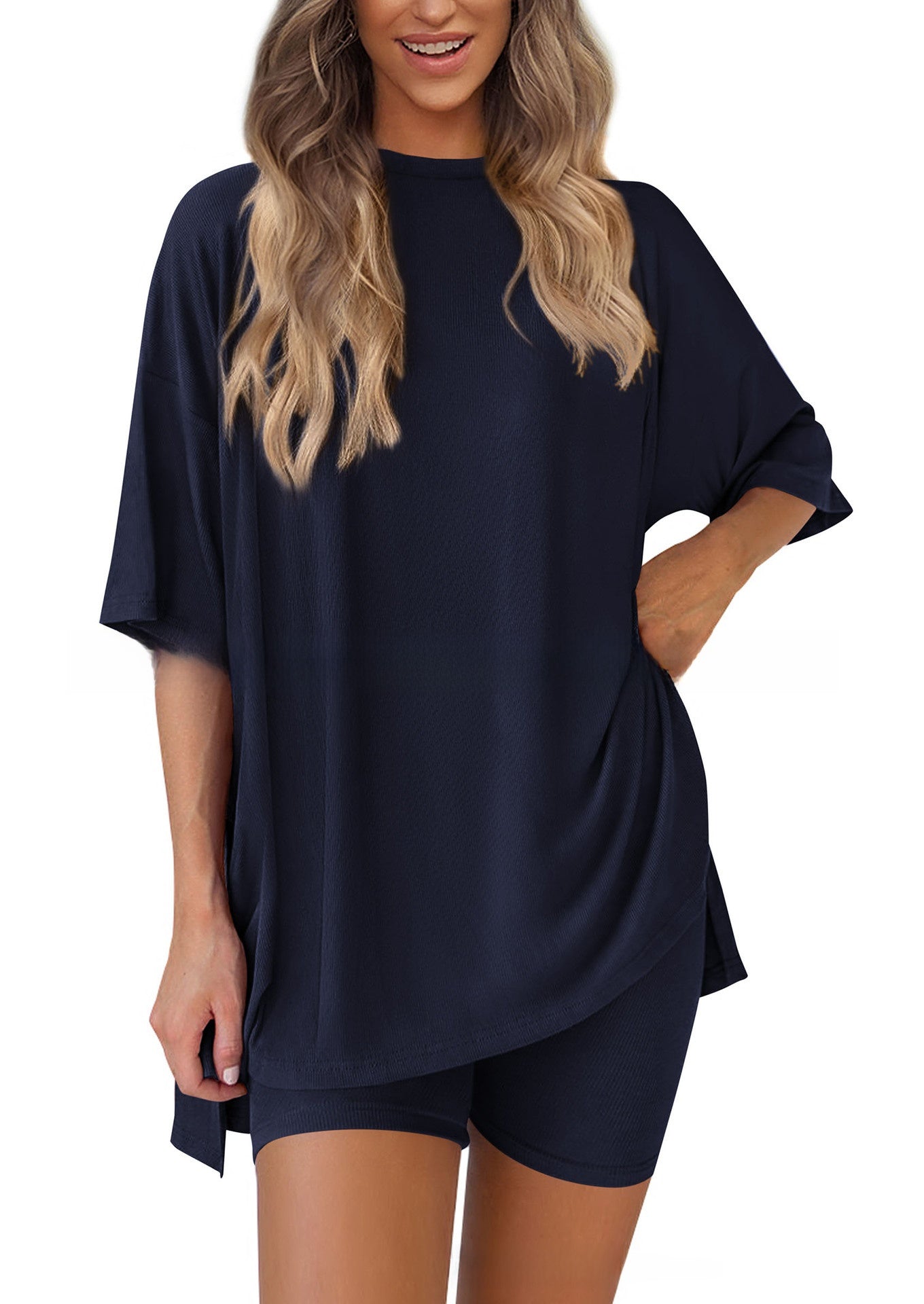 Womens Casual Short Sleeve Shorts Set