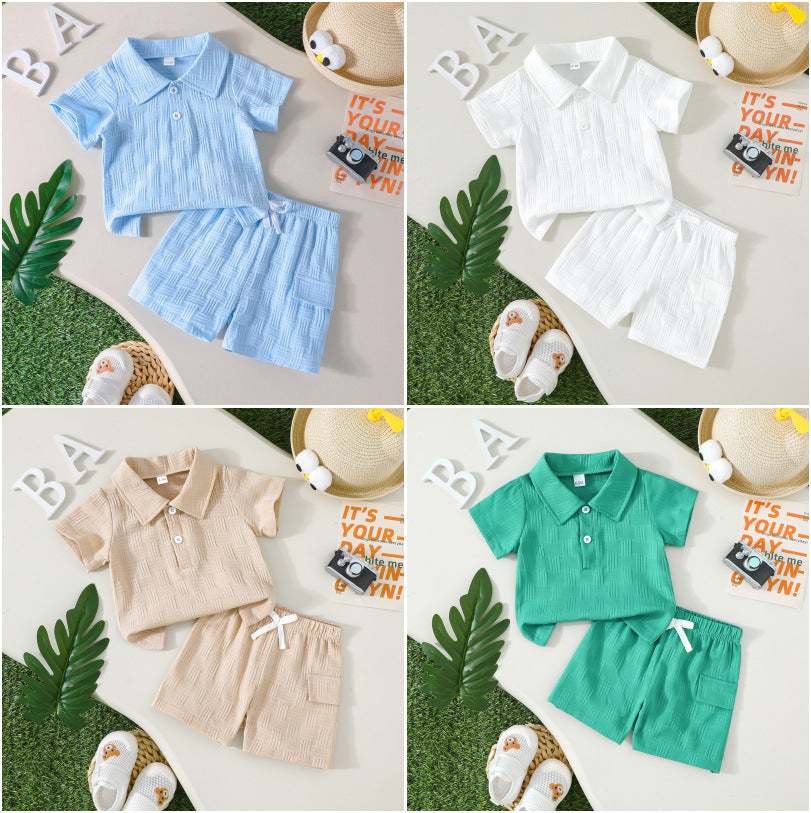 Boys Jacquard Polo Shirt and Shorts Set