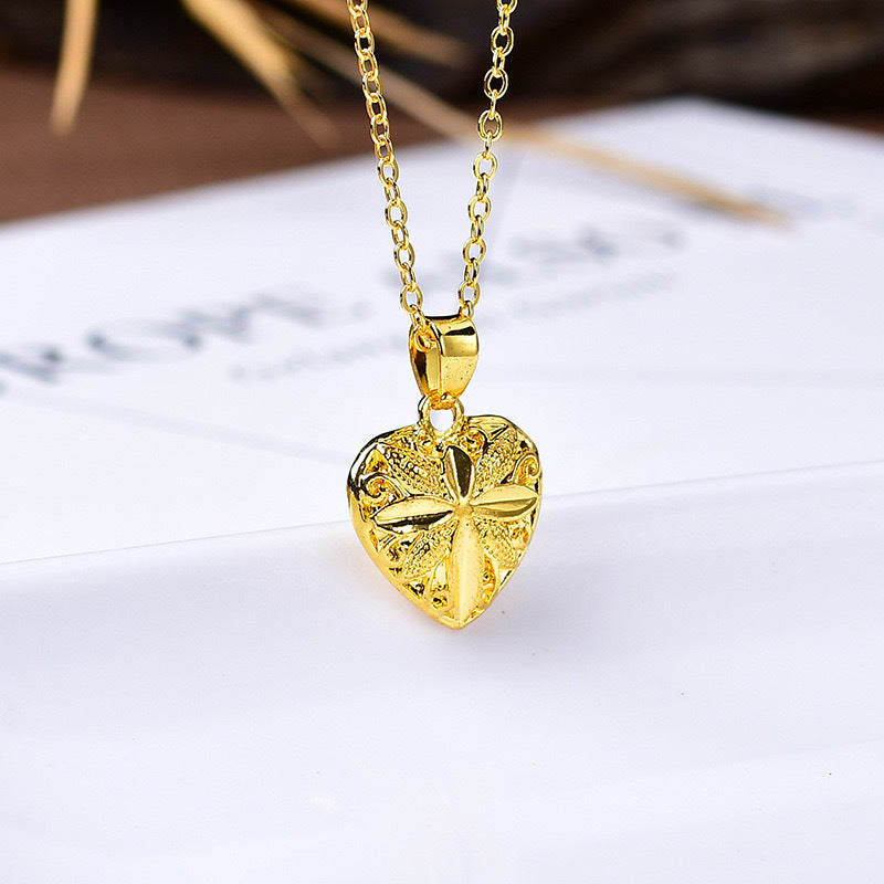 Hollow Rose Heart Pendant Necklace