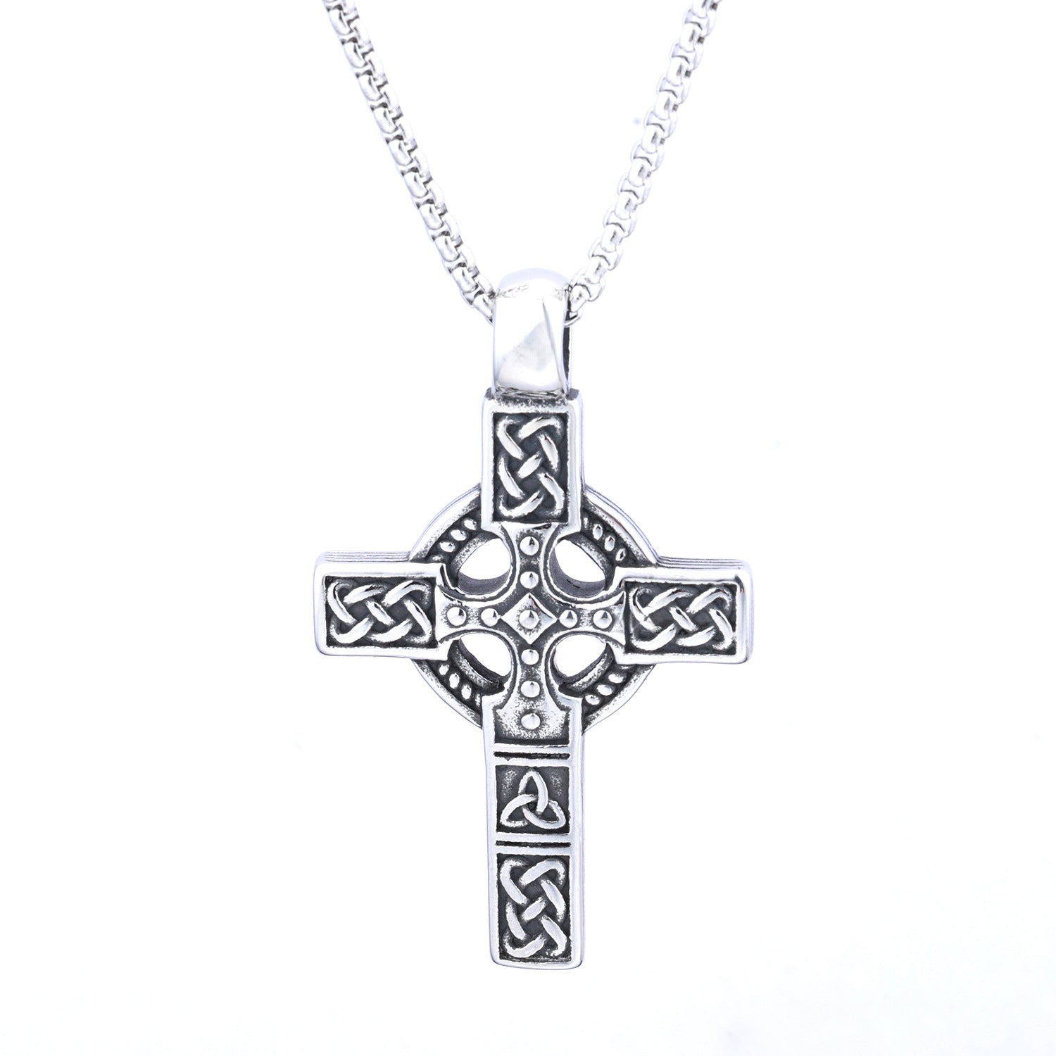 Stainless Steel Cross Pendant Viking Necklace