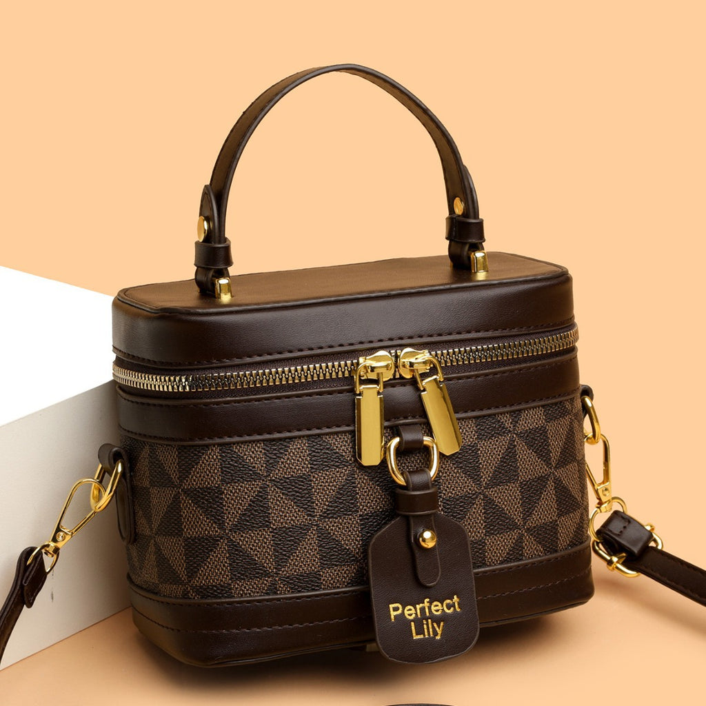 Retro Color Block Bucket Bag