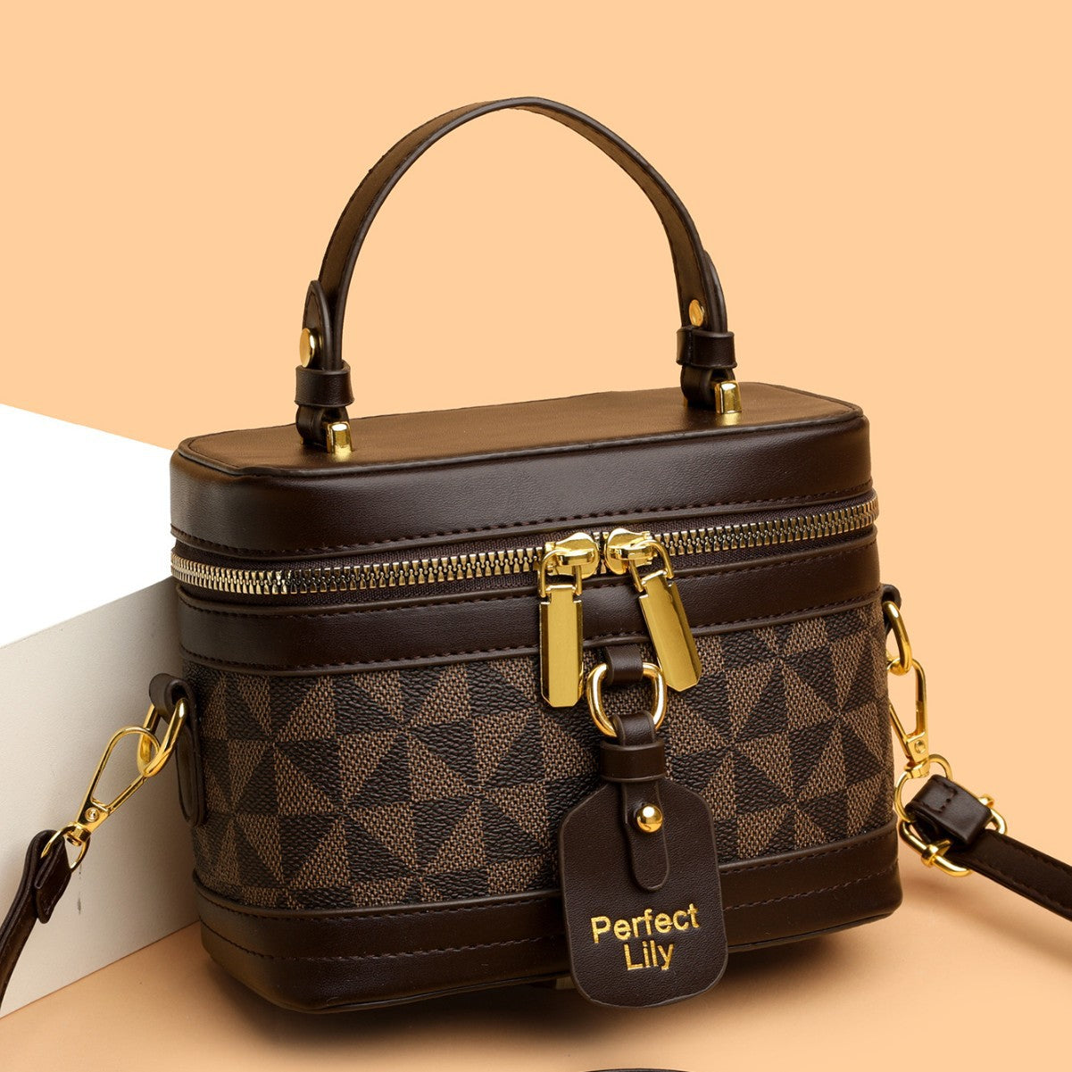 Retro Color Block Bucket Bag