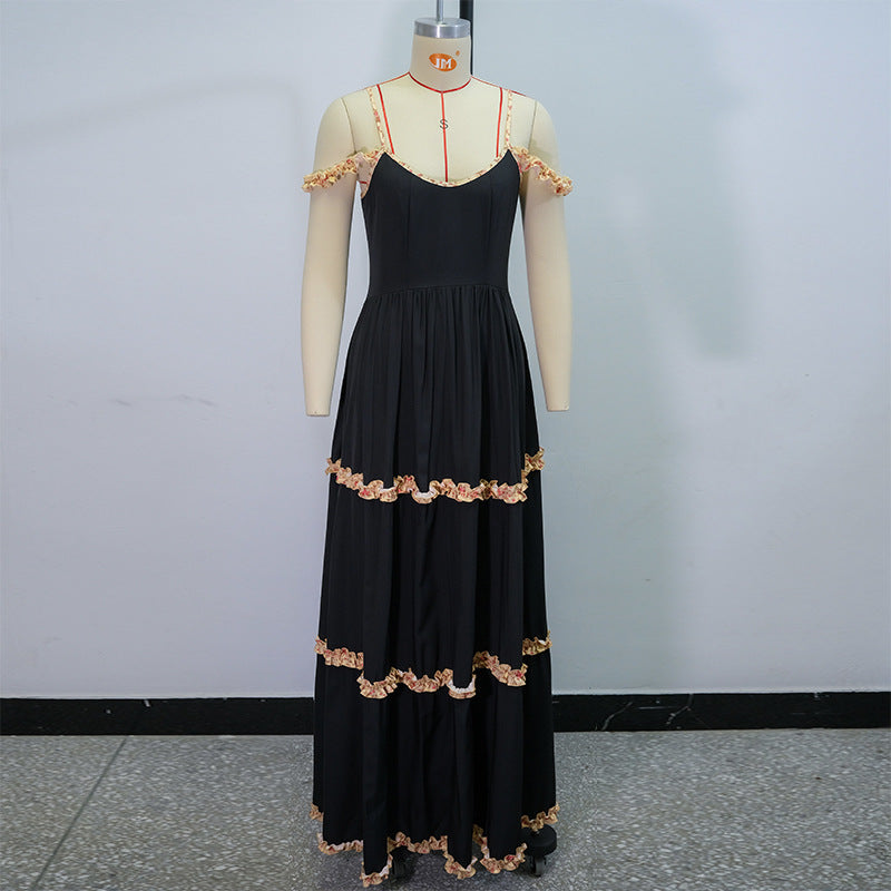 Sexy lace V-neck long dress