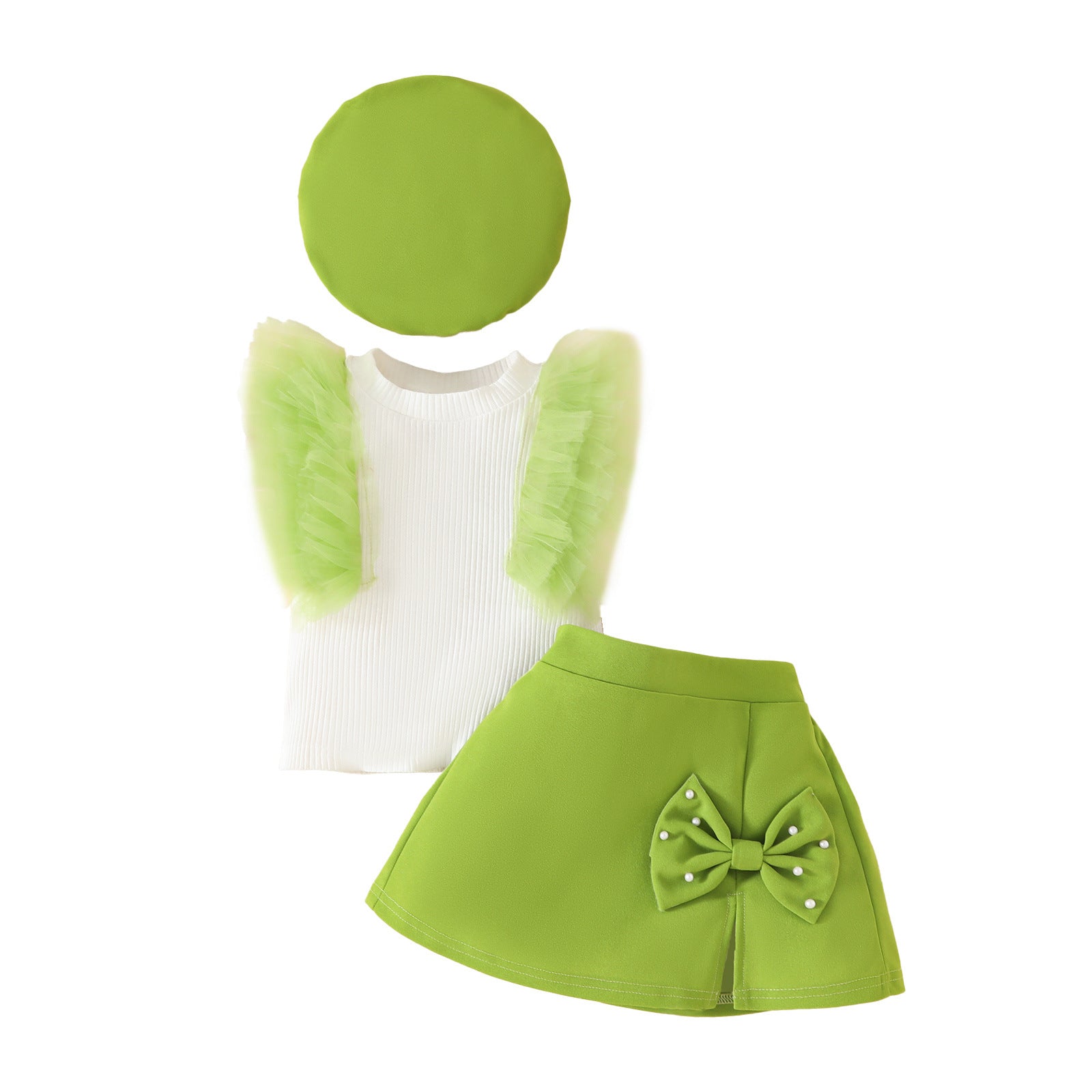Toddler Girls Sleeveless Bow Outfit Set