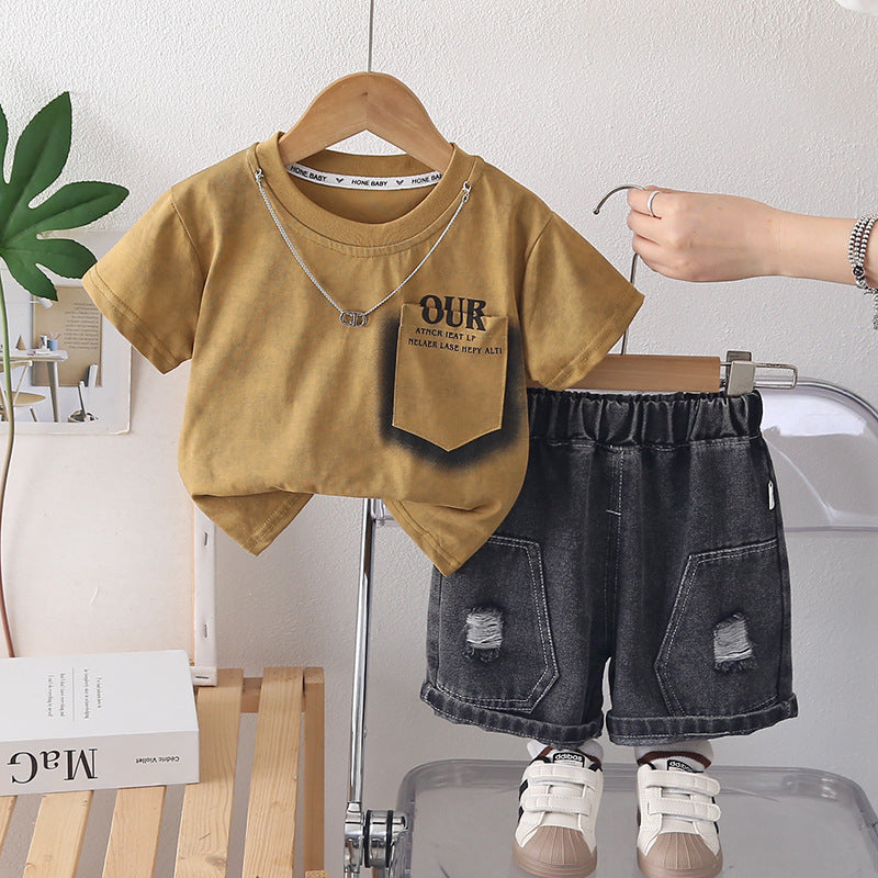 Boys Letter Print Cotton Shorts
