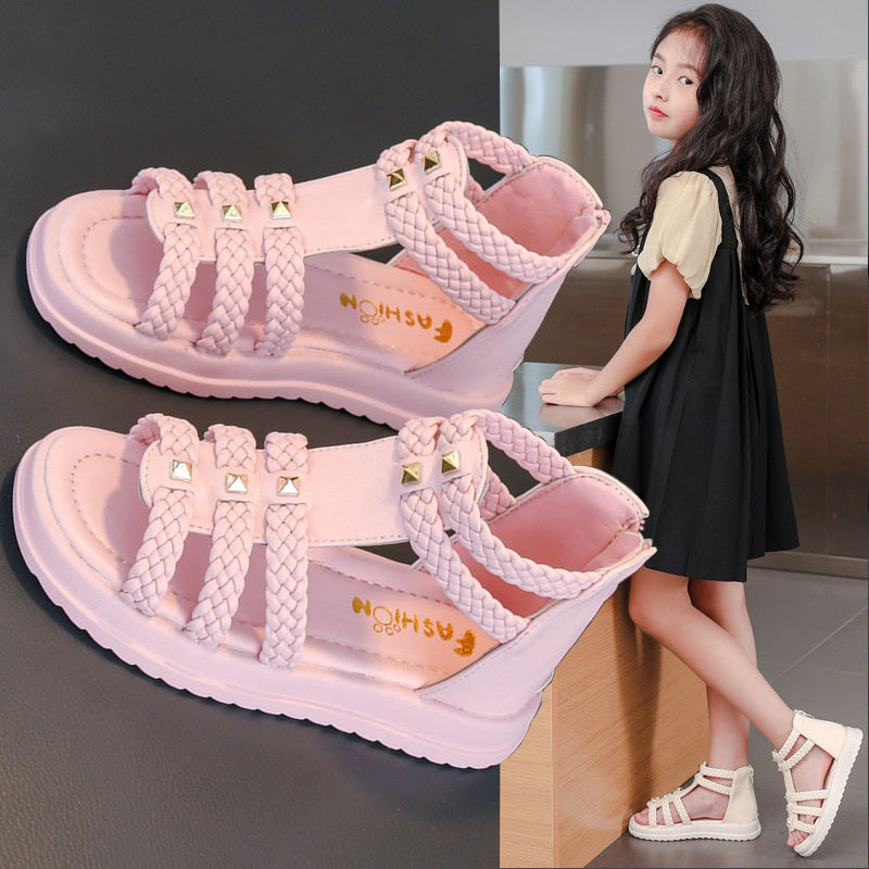 Girls Open-Toe Roman Sandals