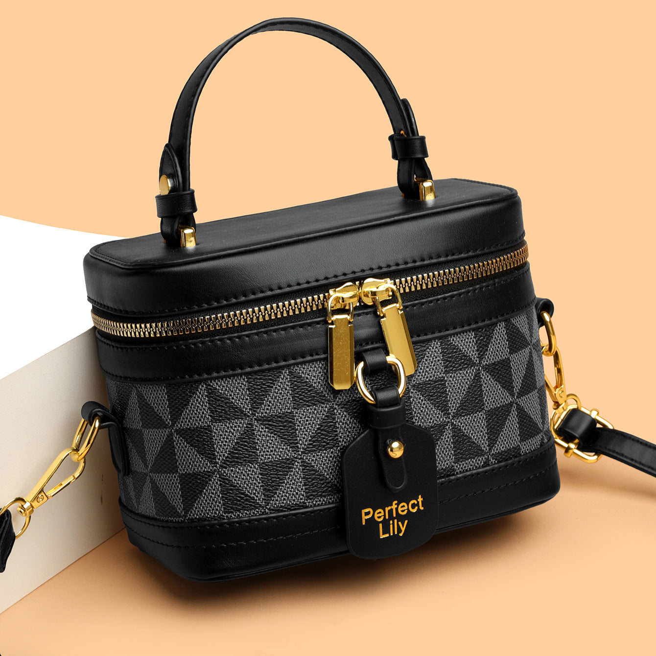 Retro Color Block Bucket Bag