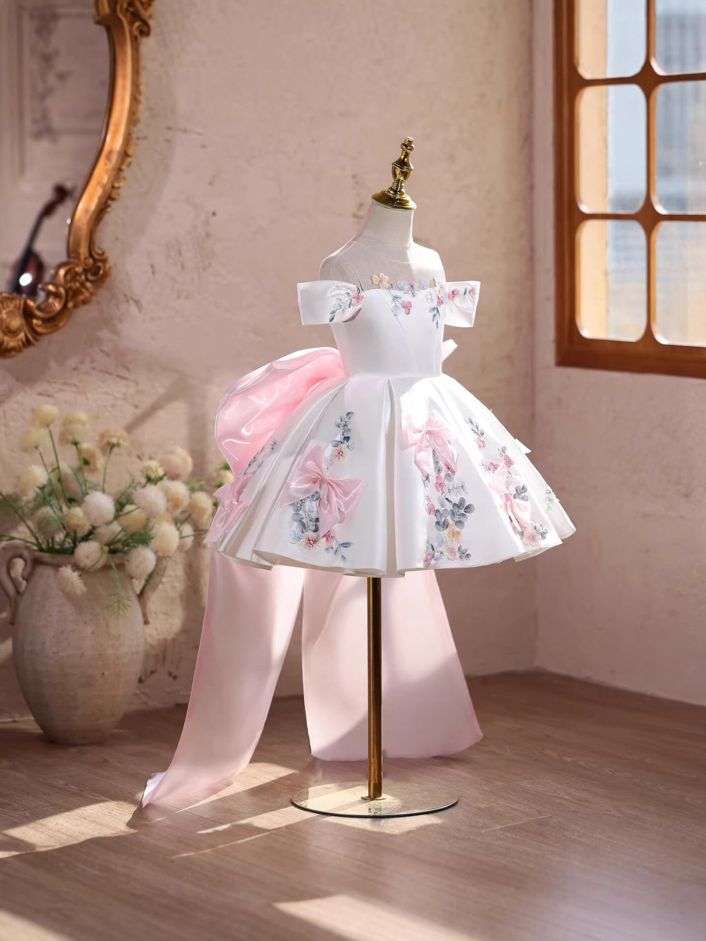 Girls One-Shoulder Tulle Princess Dress