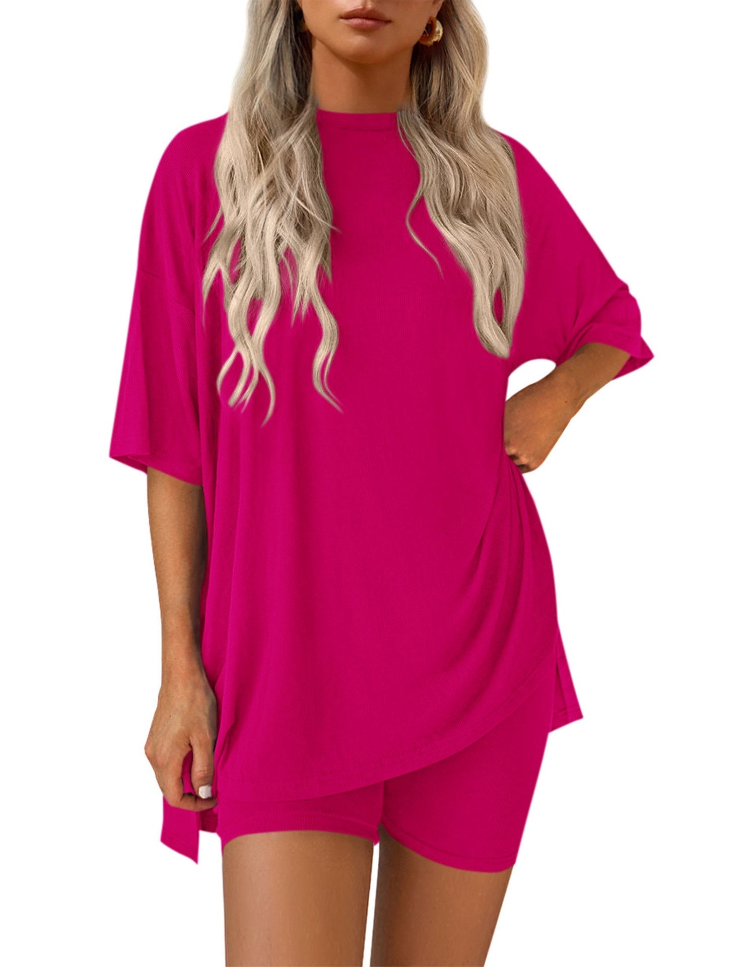 Womens Casual Short Sleeve Shorts Set