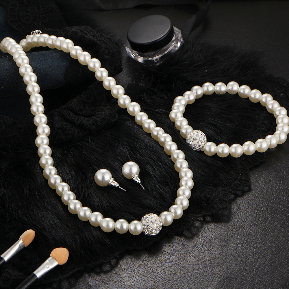 Pearl imitation three-piece set