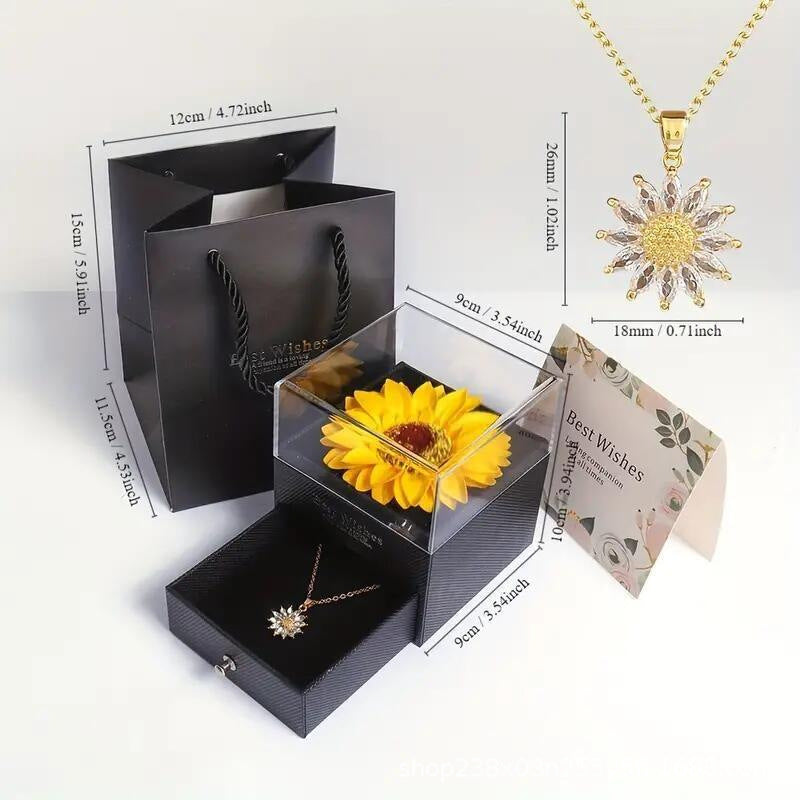 Sunflower Acrylic Jewelry Box with Artificial Flower