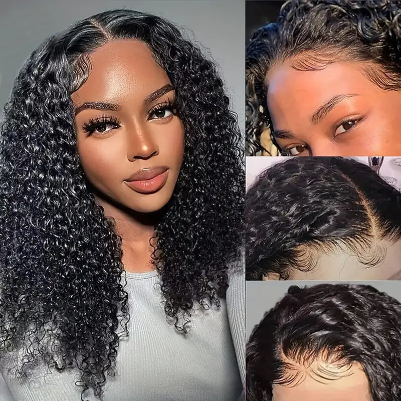 Human Hair Front Lace Wave Double Drawn Water Wave BOB Wig Foreign Trade Wig