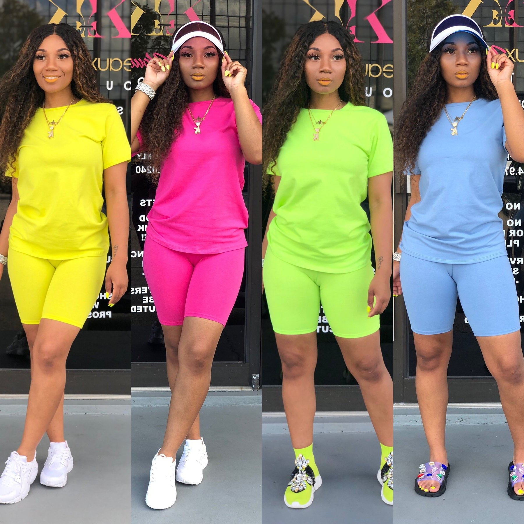 Solid-color sports outfit casual two-piece set