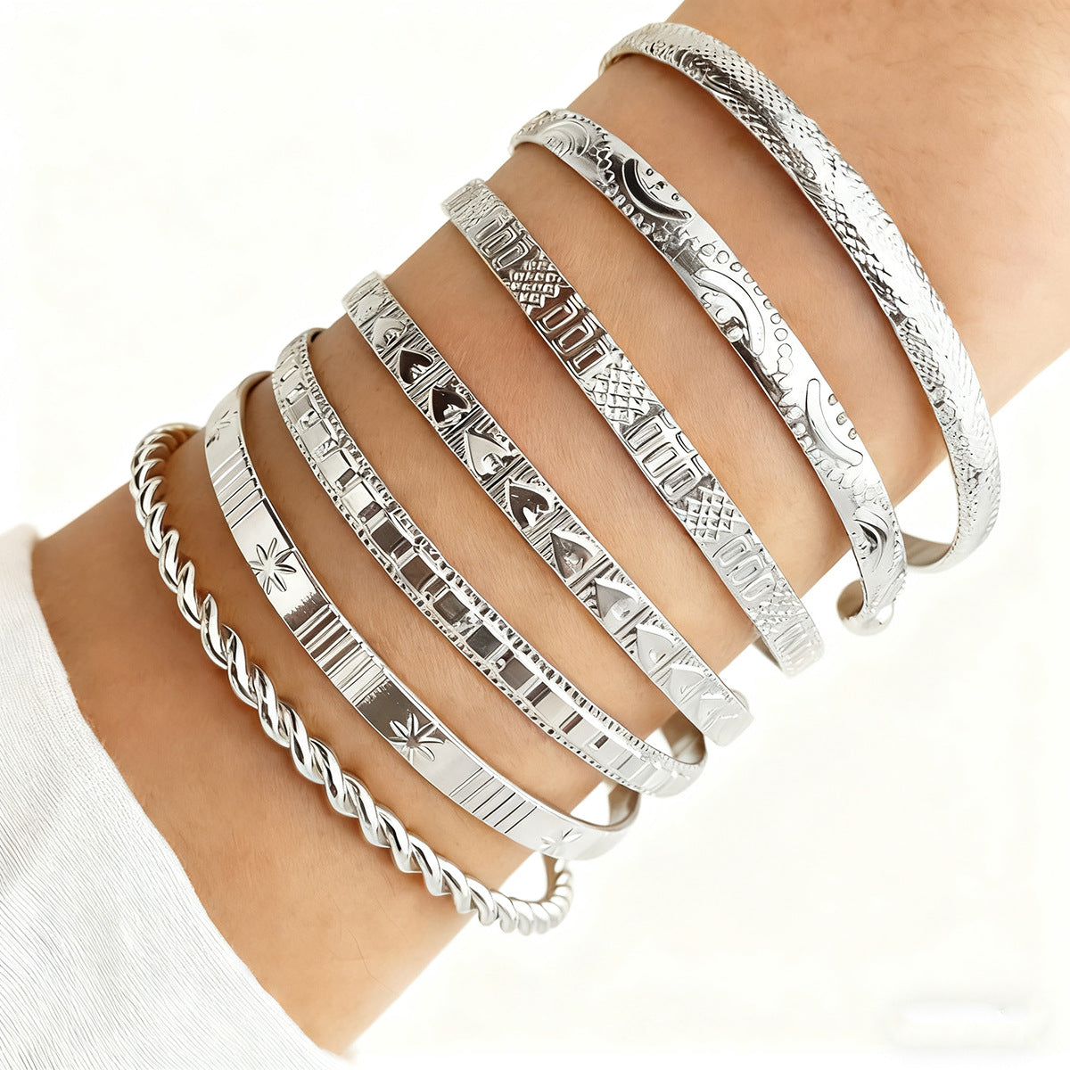 Geometric Stacking Bracelets Set for Women