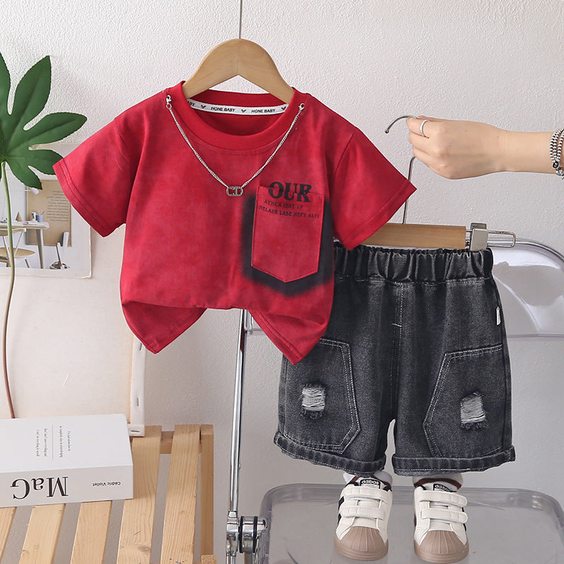 Boys Letter Print Cotton Shorts