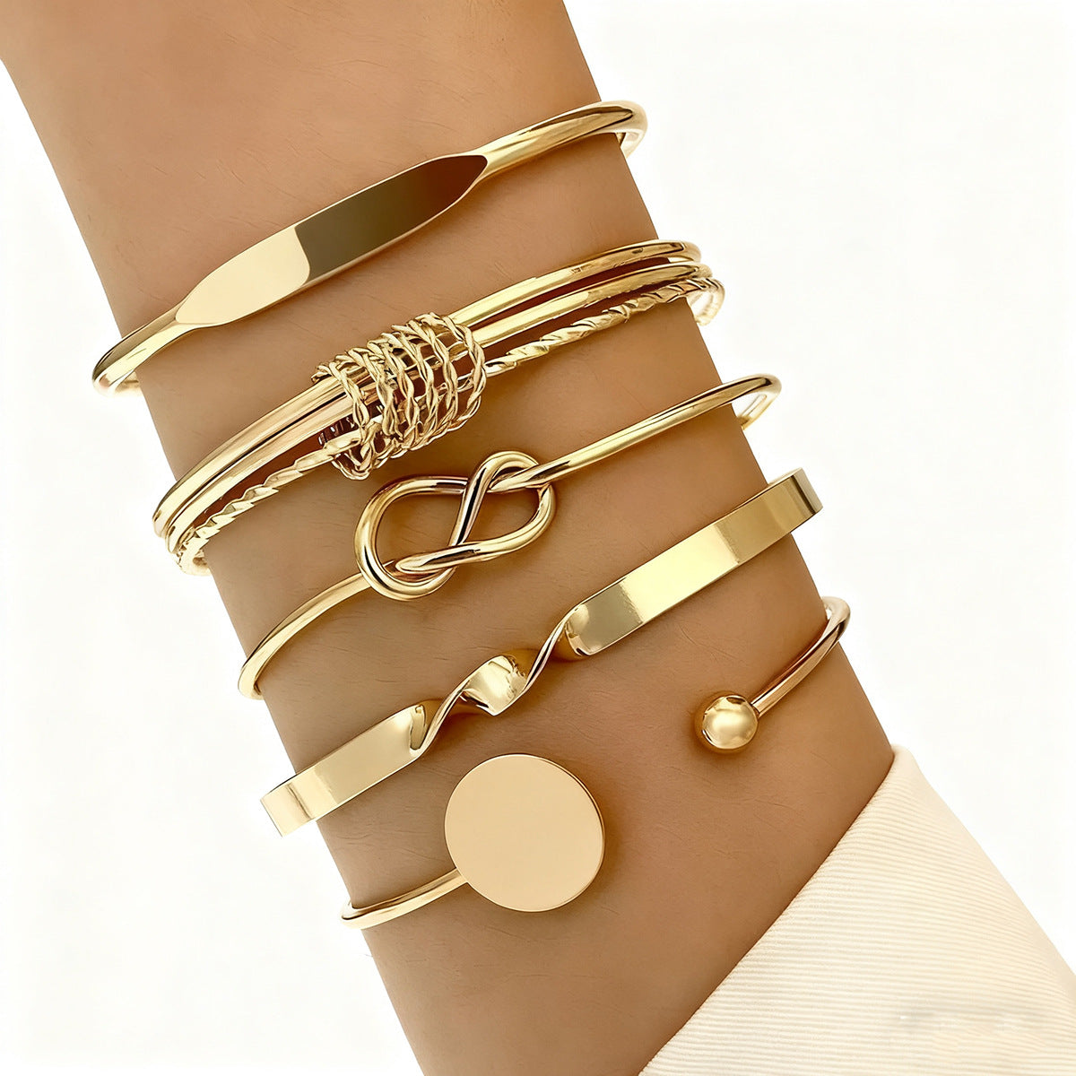 Geometric Stacking Bracelets Set for Women